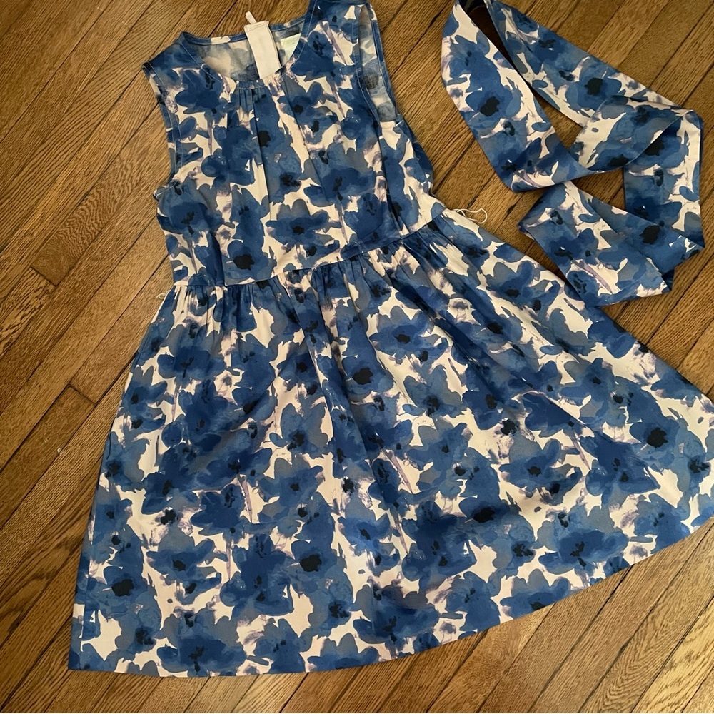 2pc CREWCUTS light dressy dress size 8 blue belt sleeveless